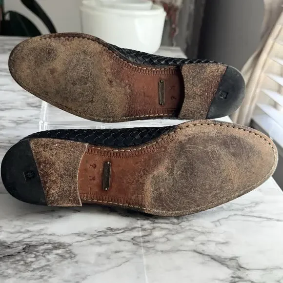 Magnanni Black Crocodile Leather Woven Monk Strap Dress Loafers Mens Size 9 M - Picture 9 of 12